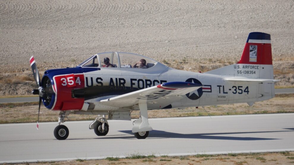 Aircraft spotting photo of a North American T-28 Trojan warbird at an airshow
