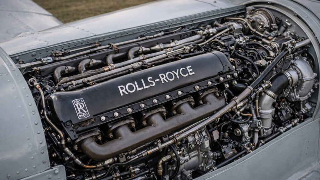 Close-up of the legendary Rolls-Royce Merlin engine powering the Spitfire