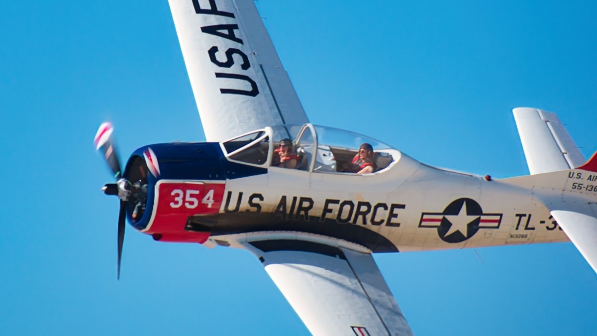 North American T-28 Trojan taxiing during an airshow captured during an aircraft spotting event