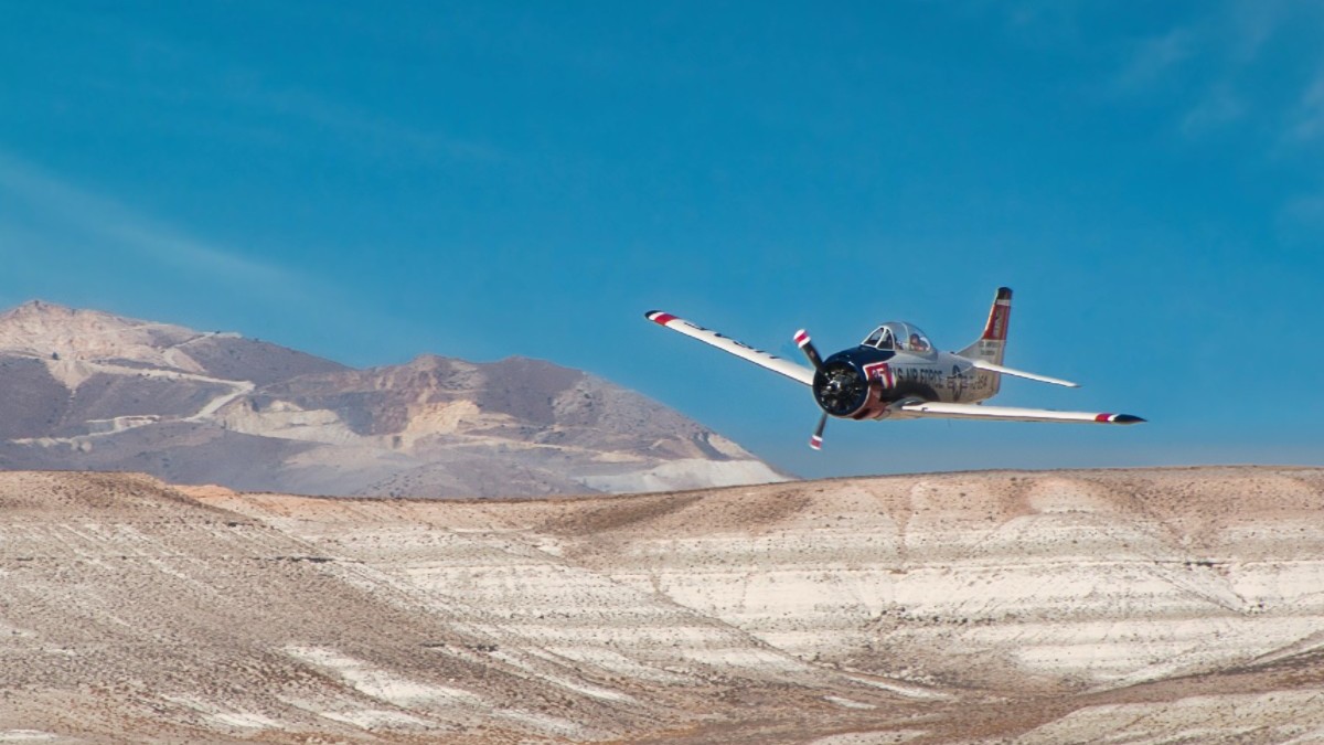 North American T-28 Trojan taxiing during an airshow captured during an aircraft spotting event
