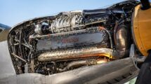 A detailed view of aviation superchargers on a WWII aircraft engine.