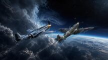 P-47 Thunderbolt and Spitfire Mk IX ascending as the ultimate WW2 high-altitude fighters.