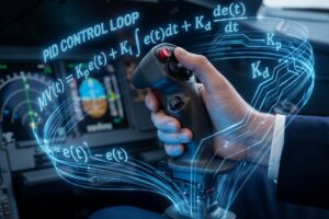 Airbus sidestick fly-by-wire data flow and PID loop visualization