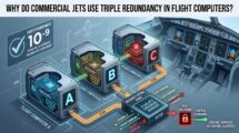 Technical diagram of a triple redundancy flight computer system showing fly-by-wire voting logic and fault isolation.