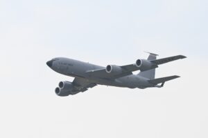Boeing KC-135 Stratotanker aerial refueling aircraft in flight